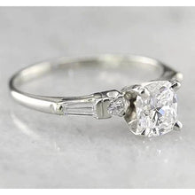 Engagement Cushion Real Diamond Ring 1.70 Carats White Gold 14K
