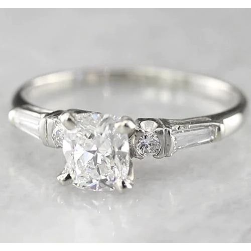Engagement Cushion Real Diamond Ring 1.70 Carats White Gold 14K