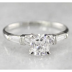 Engagement Cushion Real Diamond Ring 1.70 Carats White Gold 14K
