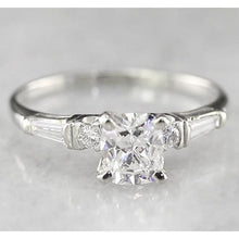 Engagement Cushion Real Diamond Ring 1.70 Carats White Gold 14K