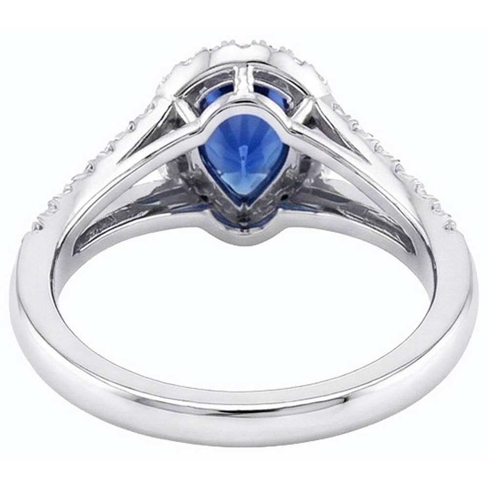 Engagement Halo Blue Sapphire Ring Split Shank Natural Earth Mined Diamonds 3.50 Carats