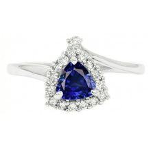 Engagement Halo Natural Earth Mined Diamond Ring Trillion Deep Blue Sapphire 2 Carats
