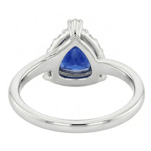 Engagement Halo Natural Earth Mined Diamond Ring Trillion Deep Blue Sapphire 2 Carats