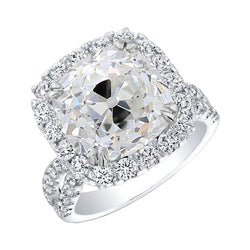 Engagement Halo Ring Old Cut Cushion Real Diamond 5.50 Carats