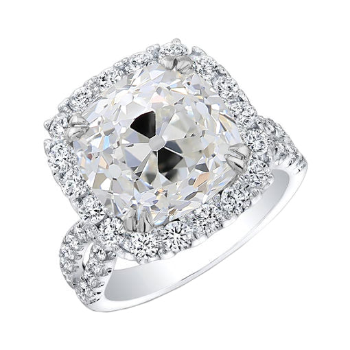 Engagement Halo Ring Old Cut Cushion Real Diamond 5.50 Carats