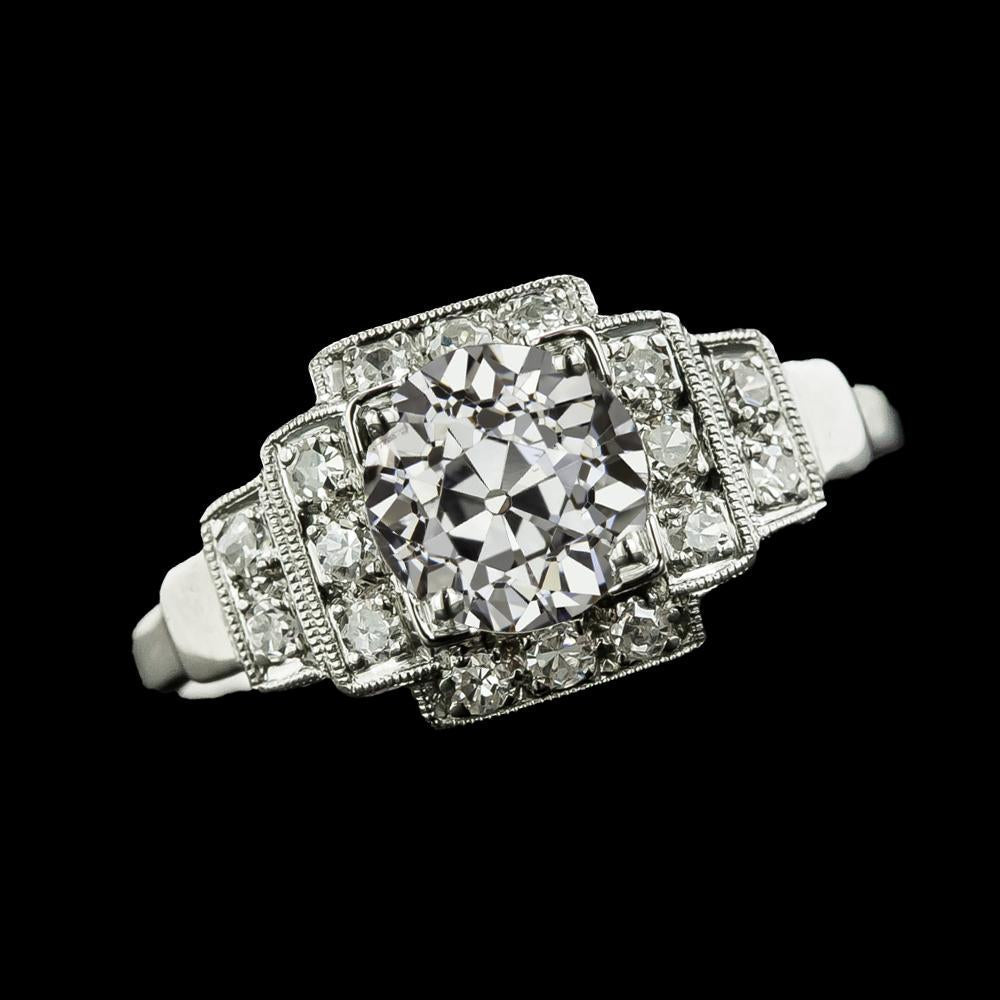 Engagement Halo Ring Old Cut Natural Round Diamond With Steps 3.75 Carats