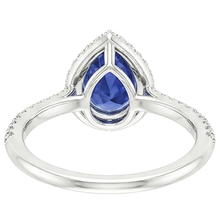 Engagement Halo Ring Pear Blue Sapphire & Natural Earth Mined Diamonds 5.50 Carats