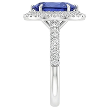 Engagement Halo Ring Pear Blue Sapphire & Natural Earth Mined Diamonds 5.50 Carats