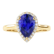 Engagement Halo Ring Pear Cut Blue Sapphire & Natural Earth Mined DIAMOND ( NOT LAB GROWN )s 4 Carats
