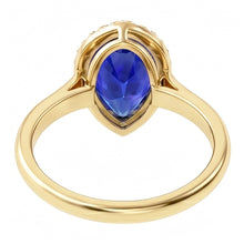 Engagement Halo Ring Pear Cut Blue Sapphire & Natural Earth Mined DIAMOND ( NOT LAB GROWN )s 4 Carats