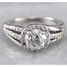 Engagement Halo Round Real Diamond Ring 2 Carats White Gold 14K
