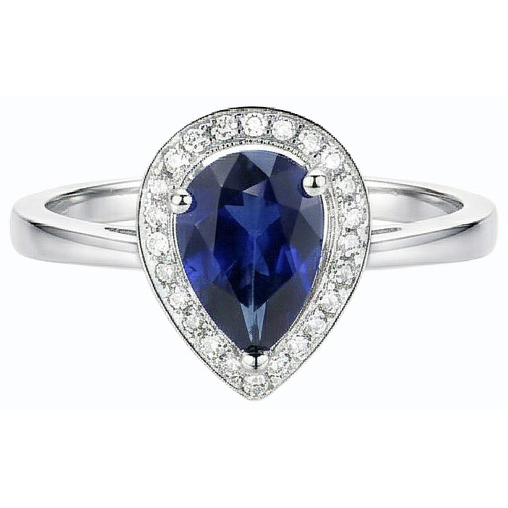 Engagement Halo Srilanka Sapphire Ring & Natural Earth Mined Diamonds 3.50 Carats