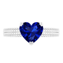 Engagement Natural Earth Mined Diamond Ring Heart Blue Sapphire Antique Style 1.75 Carats