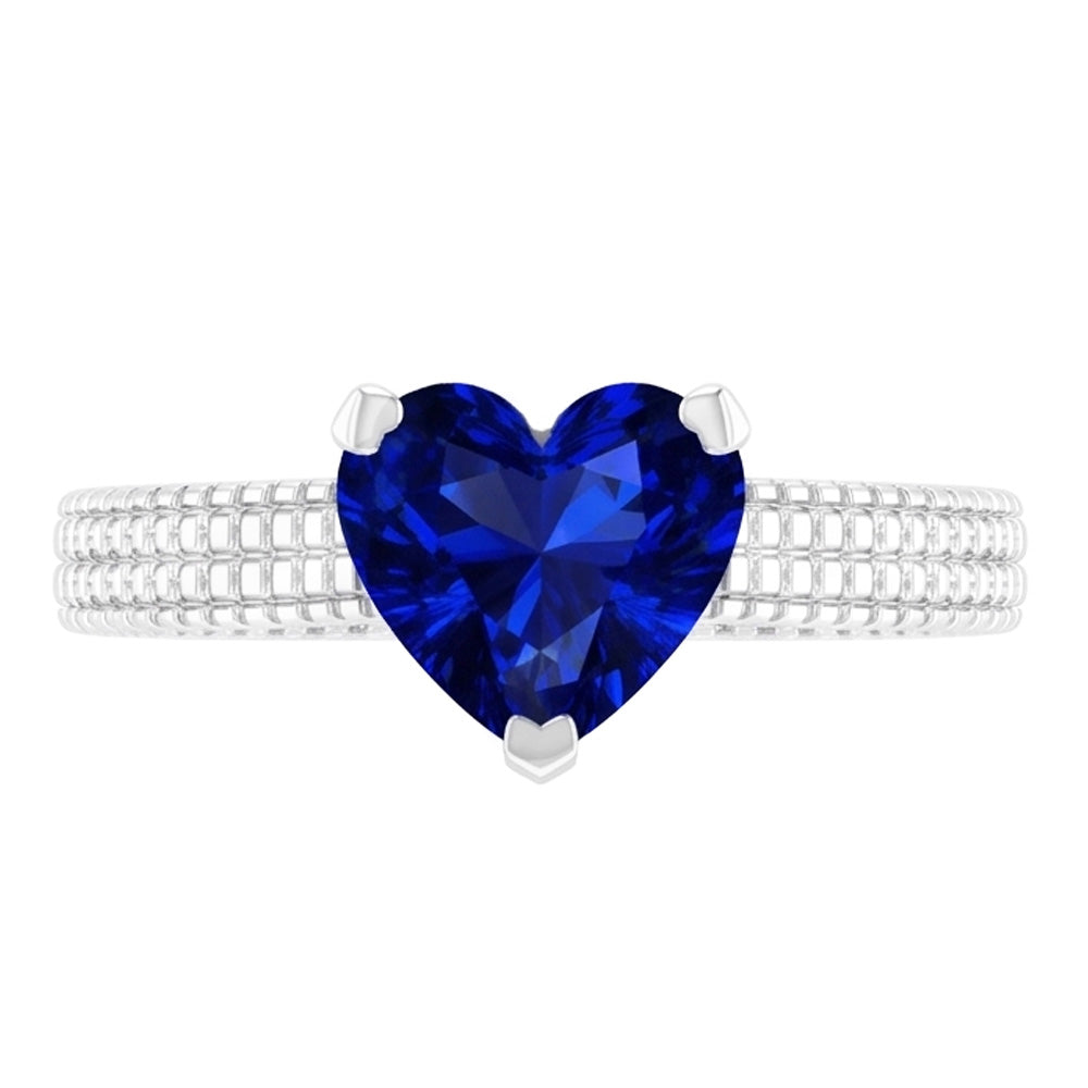 Engagement Natural Earth Mined Diamond Ring Heart Blue Sapphire Antique Style 1.75 Carats