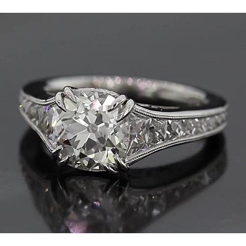 Engagement Natural Ring 3.50 Carats Old Mine Vintage Style 