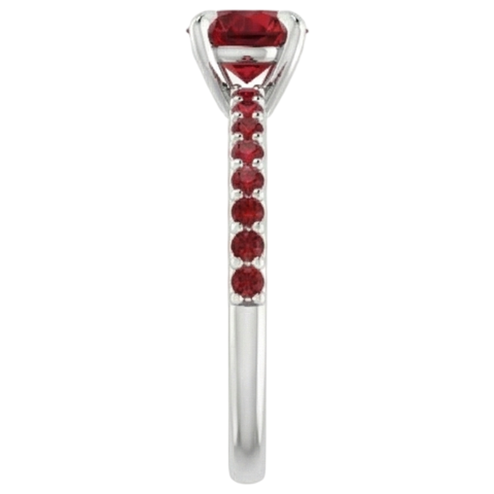 natural round ruby 0.95ct ring close up detail