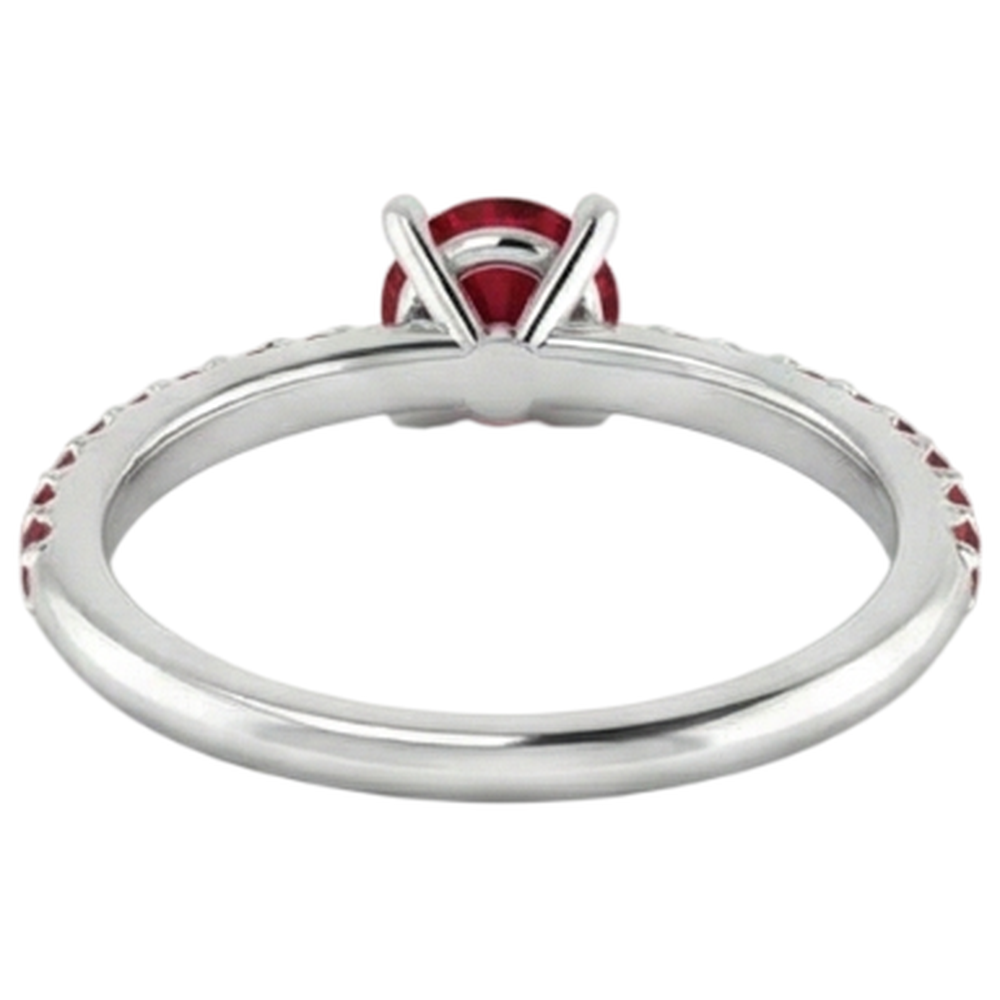 natural round ruby 0.95ct ring top view