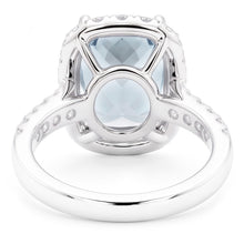Engagement Ring 11.25 Ct Aquamarine With Natural Earth Mined Diamonds White Gold 14K