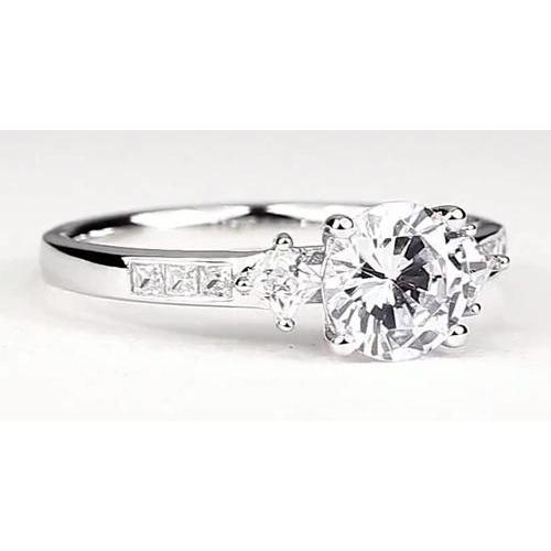 Engagement Ring 2 Carats Round Diamond White Gold 14K Vs1 F