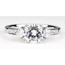 Engagement Ring 2 Carats Round Real Natural Earth Mined Diamond White Gold 14K Vs1 F