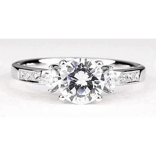 Engagement Ring 2 Carats Round Real Diamond White Gold 14K Vs1 F