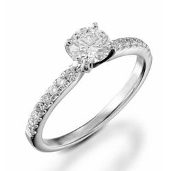 Engagement Ring 2.10 Carats Round Real Diamonds White Gold 14K