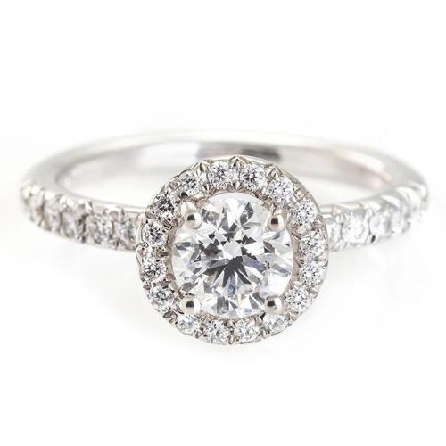 Engagement Ring 2.28 Carats Genuine Halo Round Diamonds White Gold 14K