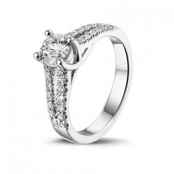 Engagement Ring 2.90 Ct Round Brilliant Cut Genuine Diamonds 14K White Gold