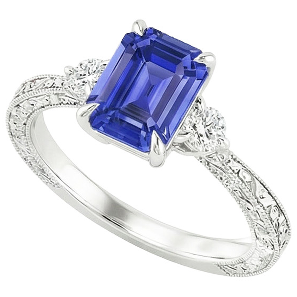 natural emerald sapphire 3.50ct ring side angle