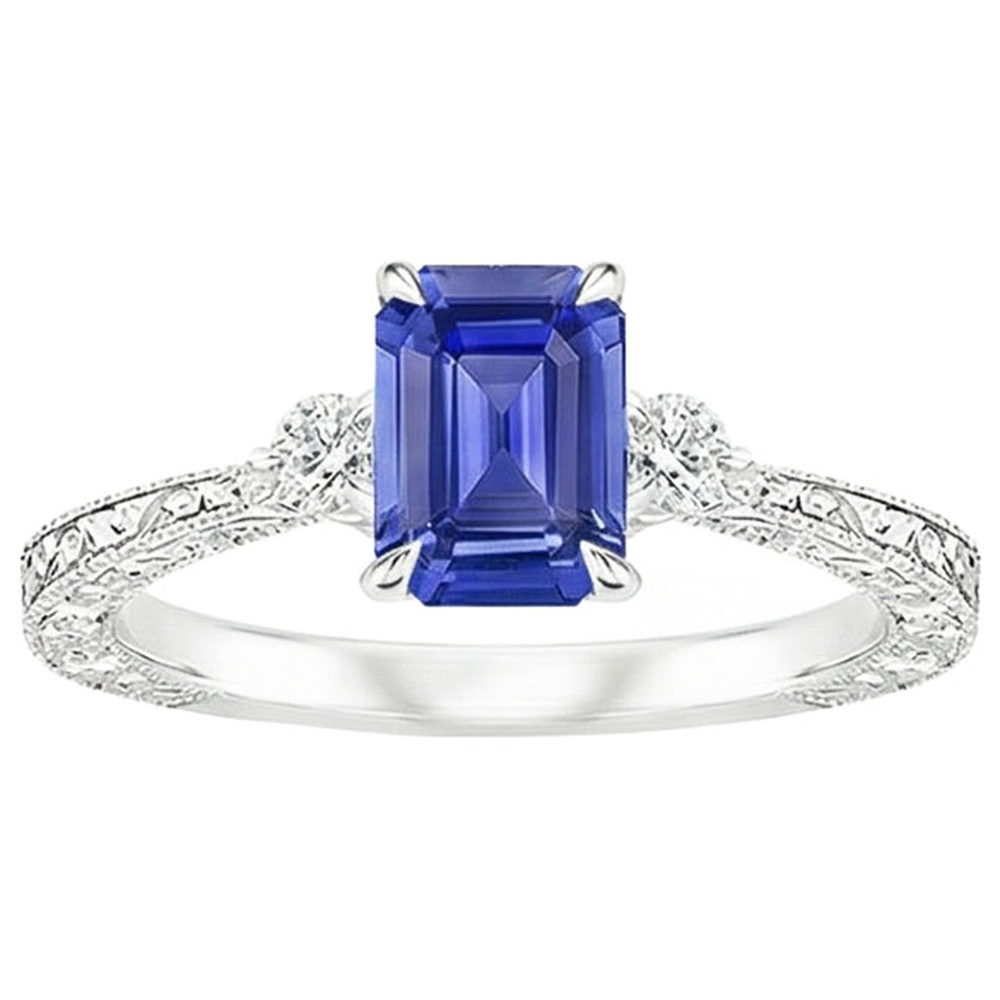 natural emerald sapphire 3.50ct ring top view