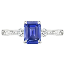 natural emerald sapphire 3.50ct ring profile view
