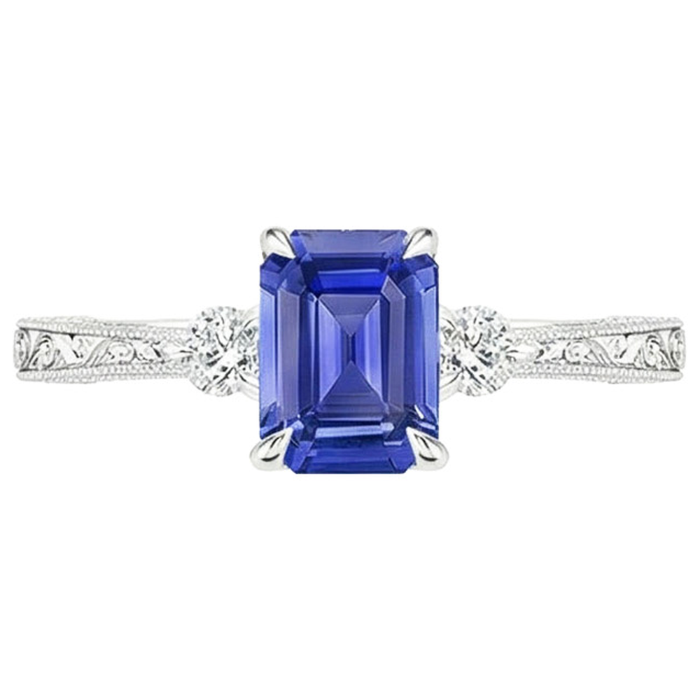 natural emerald sapphire 3.50ct ring profile view
