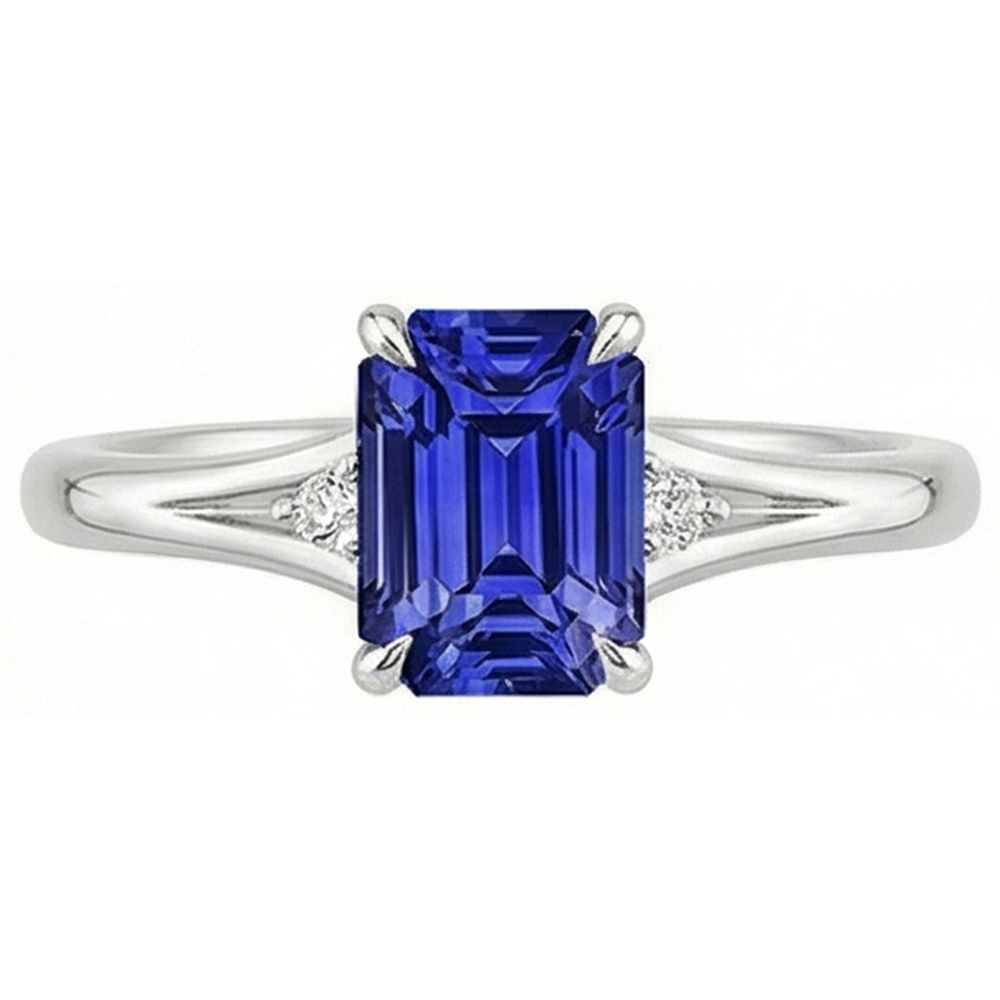 natural emerald sapphire 3.25ct ring top view