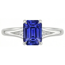 natural emerald sapphire 3.25ct ring top view