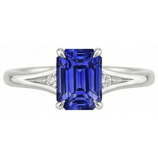 natural emerald sapphire 3.25ct ring top view