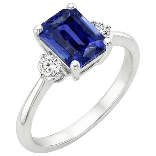 natural round sapphire 3.50ct ring close up detail