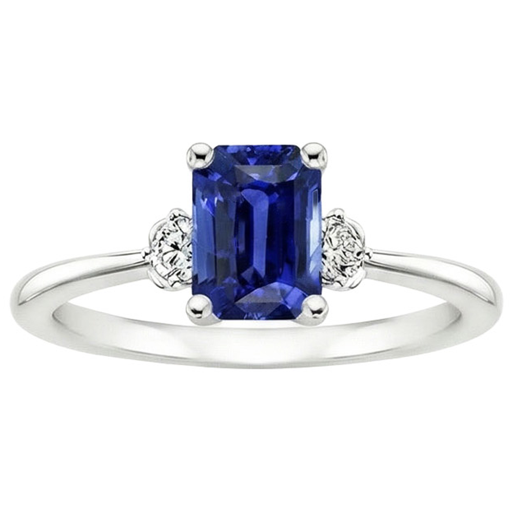 natural round sapphire 3.50ct ring top view