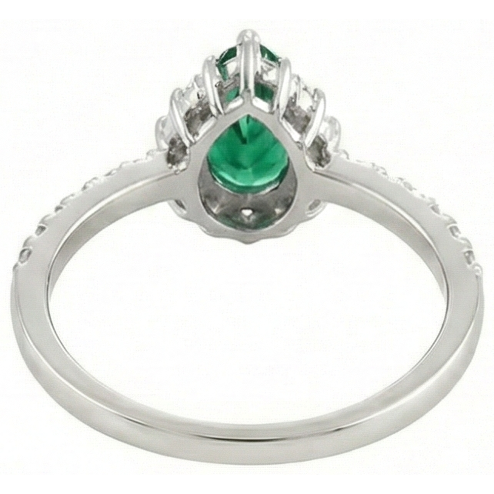 Engagement Ring 4.80 Carats Green Emerald With Natural Earth Mined Diamonds White Gold 14K