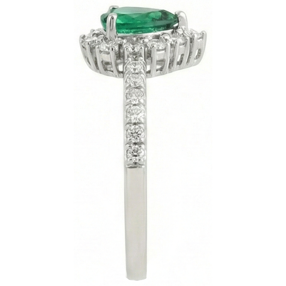 Engagement Ring 4.80 Carats Green Emerald With Natural Earth Mined Diamonds White Gold 14K