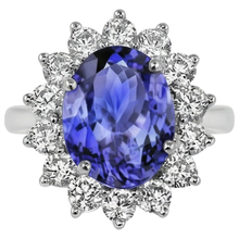 natural round tanzanite 5.25ct ring side angle