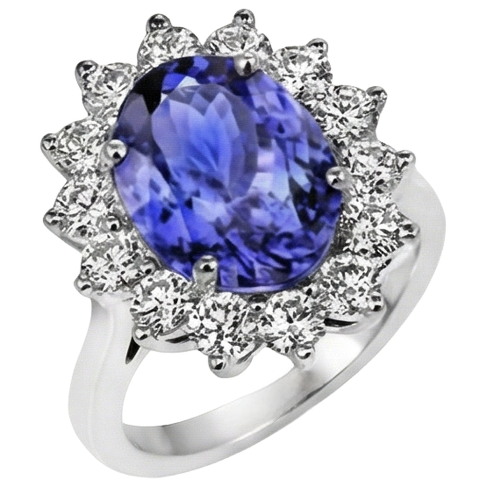 natural round tanzanite 5.25ct ring top view