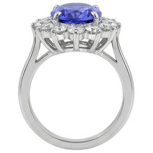 natural round tanzanite 5.25ct ring with diamond accents
