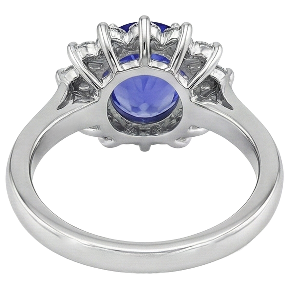 natural round tanzanite 5.25ct ring band detail