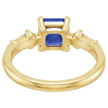 Engagement Ring 5 Stones Emerald Blue Sapphire & Natural Earth Mined Diamond 3.50 Carats