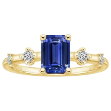 Engagement Ring 5 Stones Emerald Blue Sapphire & Natural Earth Mined Diamond 3.50 Carats