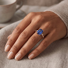 Engagement Ring 5 Stones Emerald Blue Sapphire & Natural Earth Mined Diamond 3.50 Carats