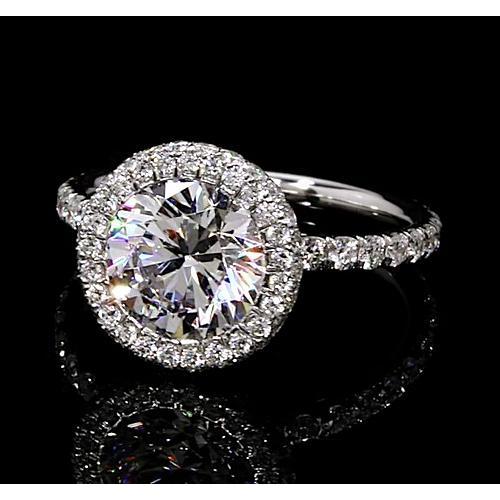 Engagement Ring 7 Carats Halo Round Real Diamonds 