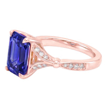 Engagement Ring Accents Stone Radiant Blue Sapphire & Natural Earth Mined Diamond 4 Carats