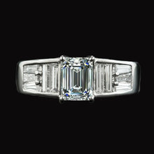 Engagement Ring Baguette & Emerald Real Diamonds Prong Set 5.50 Carats