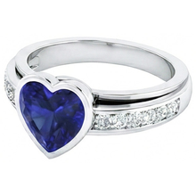 Engagement Ring Bezel Set Deep Blue Sapphire 3.50 Carats Pave Natural Earth Mined Diamonds